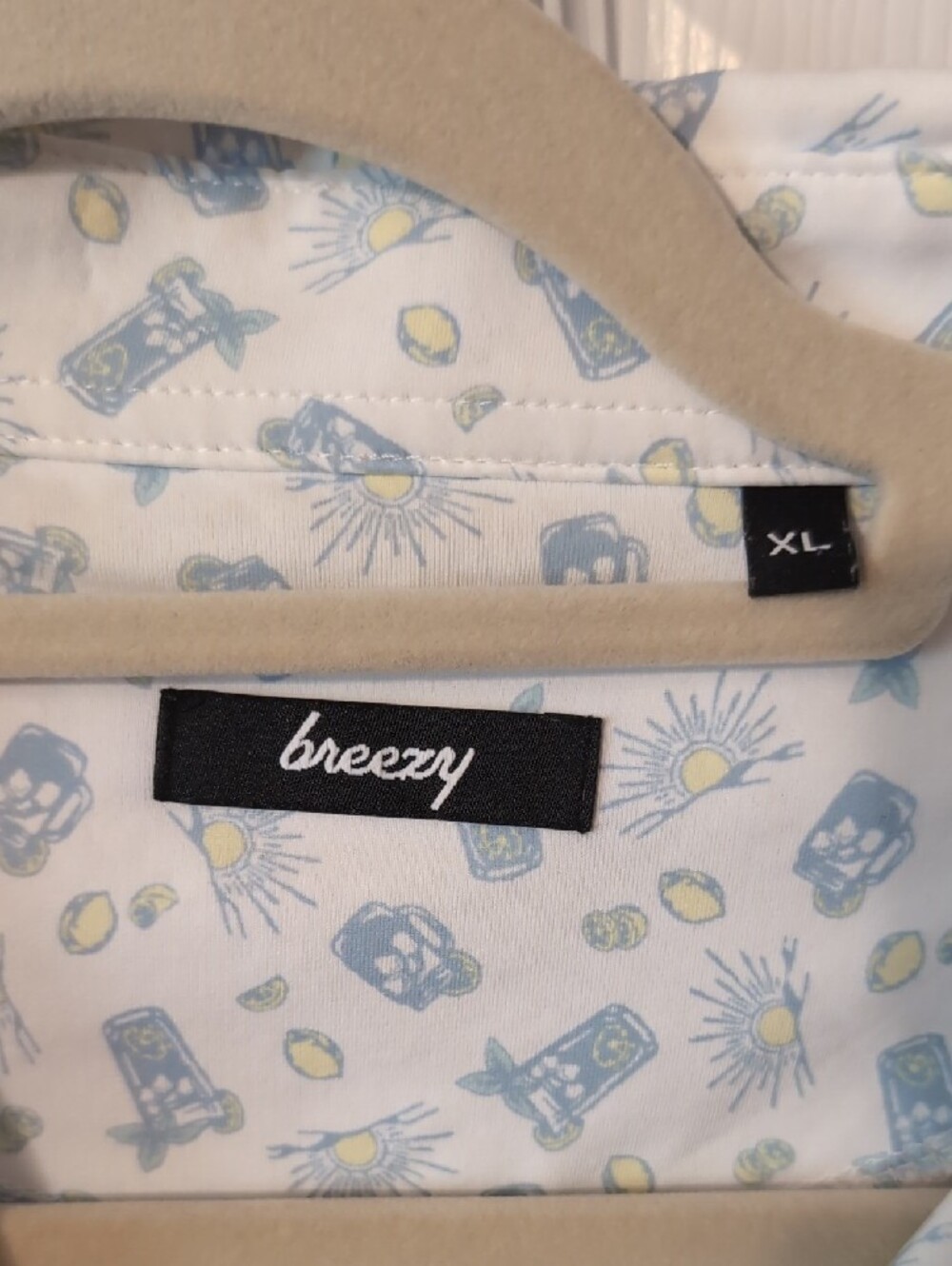 Men's XL Breezy Light Blue Patterned Golf Polo Shirt - Picture 3 of 6